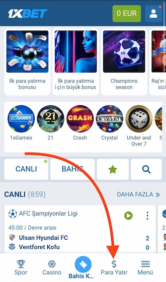 Banka transferi - Para yatırma 1XBET